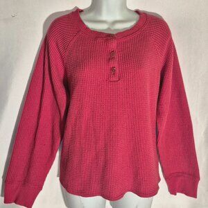 OLD NAVY Button-front Thermal top, red waffle design in size Large